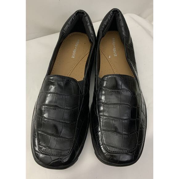 Easy Spirit Abide Croco Black Casual Loafers Flats Womens 6 - Picture 1 of 6